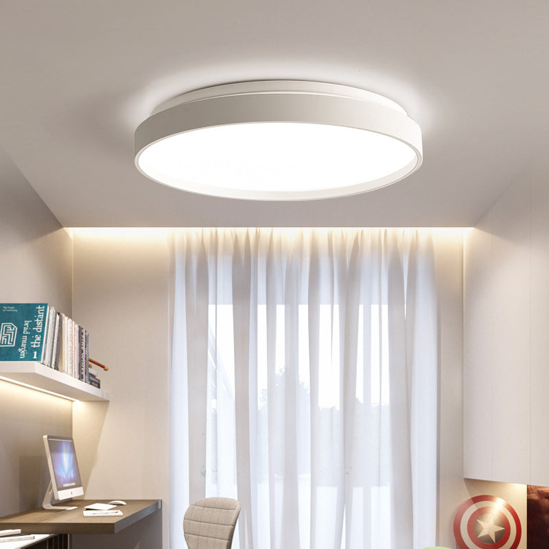 Plafonnier rond simple en métal pour salle d'étude, éclairage LED encastré avec diffuseur en acrylique