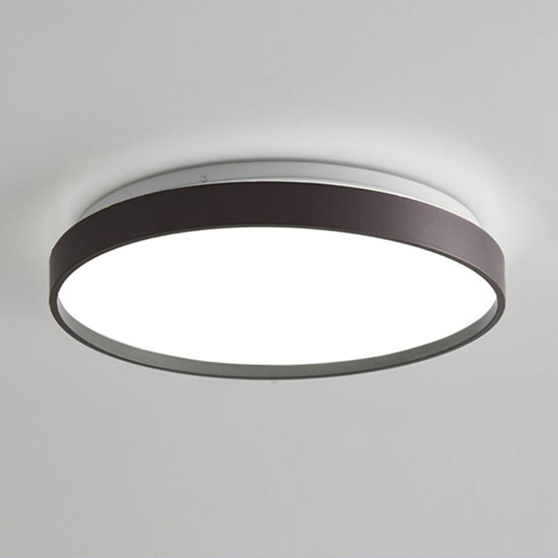 Plafonnier rond simple en métal pour salle d'étude, éclairage LED encastré avec diffuseur en acrylique