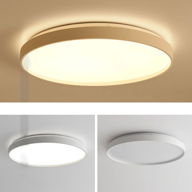 Plafonnier rond simple en métal pour salle d'étude, éclairage LED encastré avec diffuseur en acrylique
