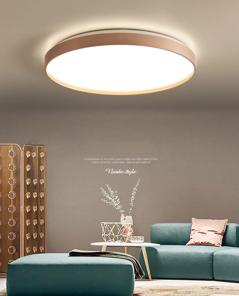 Plafonnier rond simple en métal pour salle d'étude, éclairage LED encastré avec diffuseur en acrylique