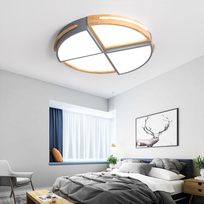 Round Color-Block Flush Ceiling Light Fixture Macaron Acrylic Bedroom LED Flush Mount