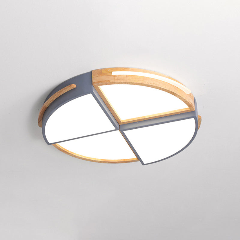 Round Color-Block Flush Ceiling Light Fixture Macaron Acrylic Bedroom LED Flush Mount