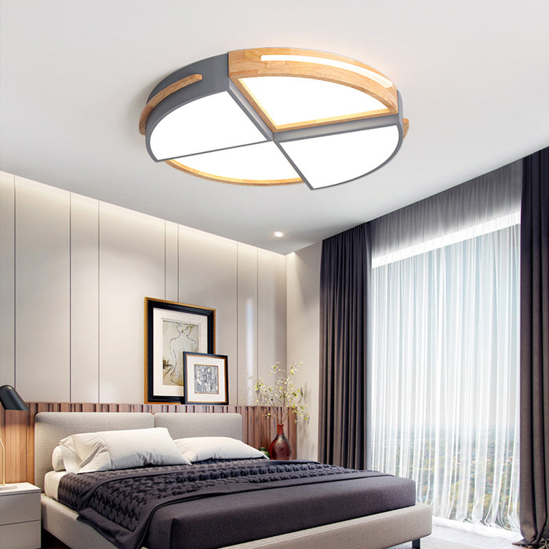 Round Color-Block Flush Ceiling Light Fixture Macaron Acrylic Bedroom LED Flush Mount