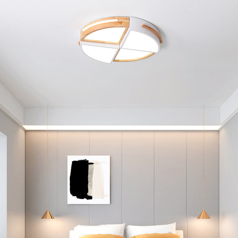 Round Color-Block Flush Ceiling Light Fixture Macaron Acrylic Bedroom LED Flush Mount