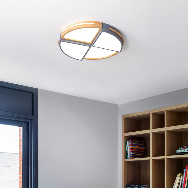 Round Color-Block Flush Ceiling Light Fixture Macaron Acrylic Bedroom LED Flush Mount