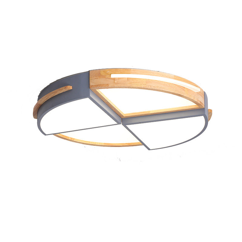 Round Color-Block Flush Ceiling Light Fixture Macaron Acrylic Bedroom LED Flush Mount