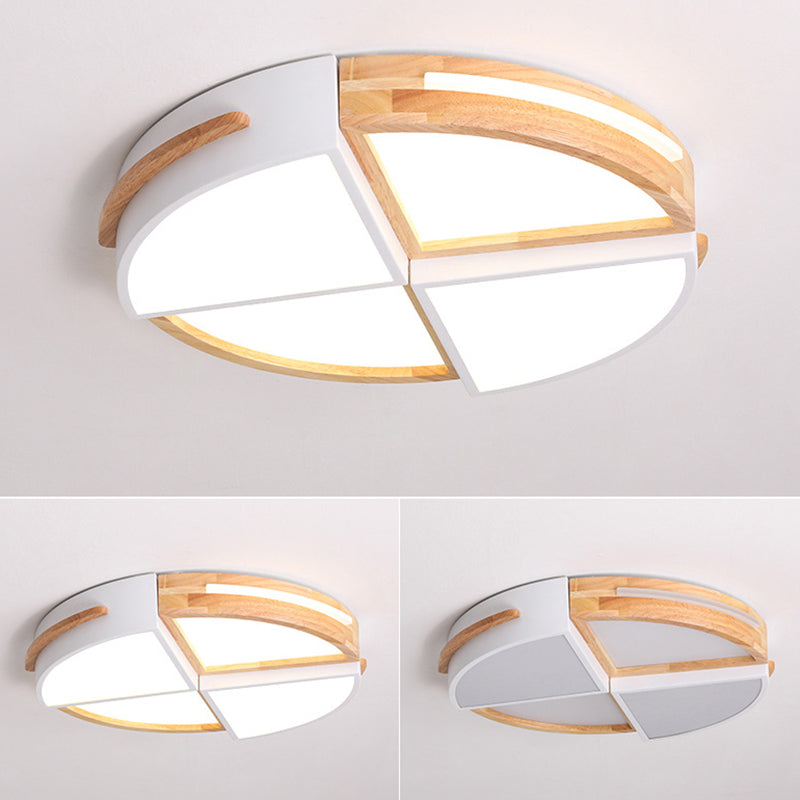 Round Color-Block Flush Ceiling Light Fixture Macaron Acrylic Bedroom LED Flush Mount