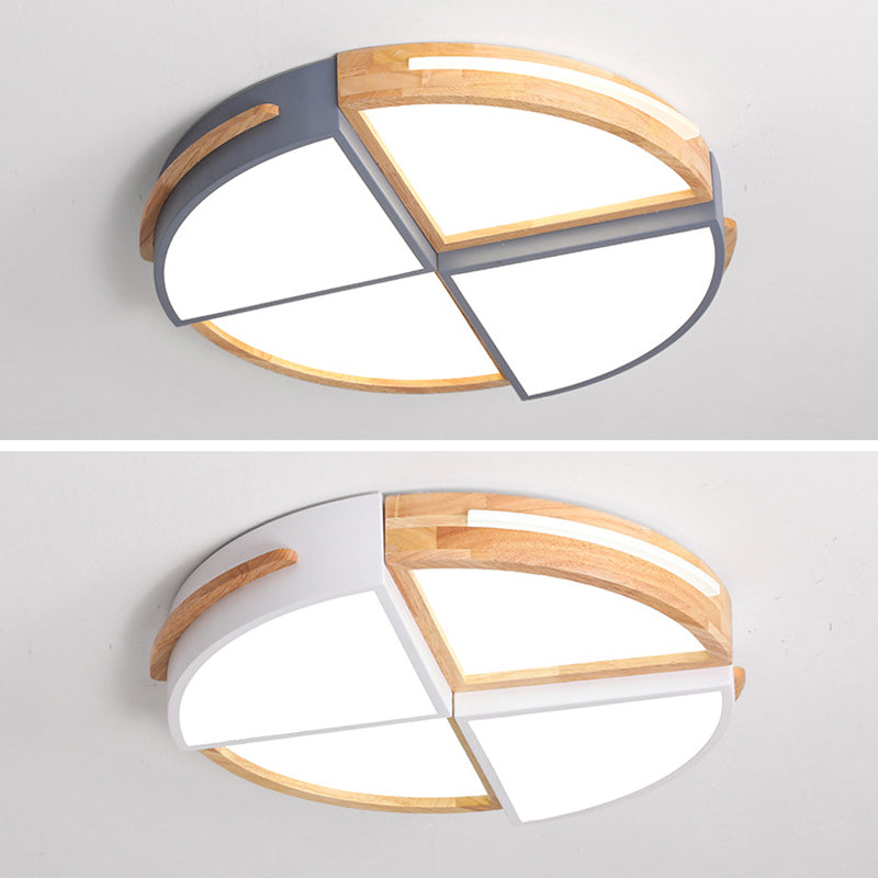 Round Color-Block Flush Ceiling Light Fixture Macaron Acrylic Bedroom LED Flush Mount