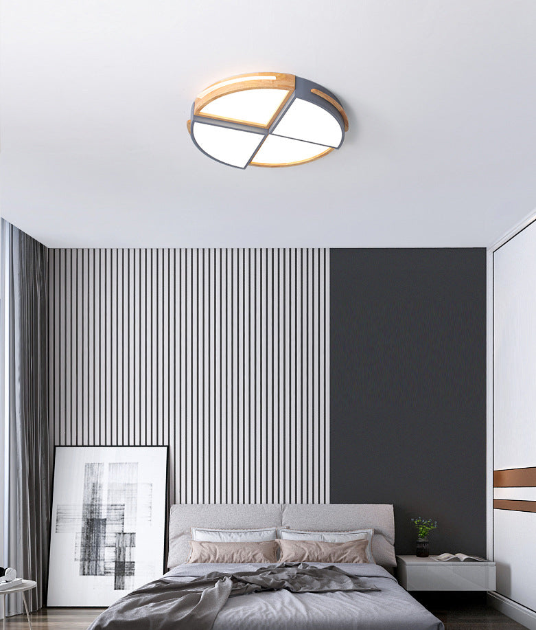 Round Color-Block Flush Ceiling Light Fixture Macaron Acrylic Bedroom LED Flush Mount