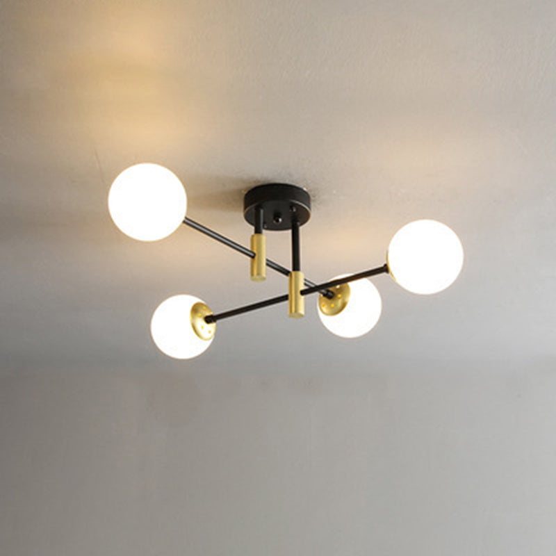 Plafondlamp in Scandinavische stijl, ronde glazen inbouwplafondlamp voor slaapkamer
