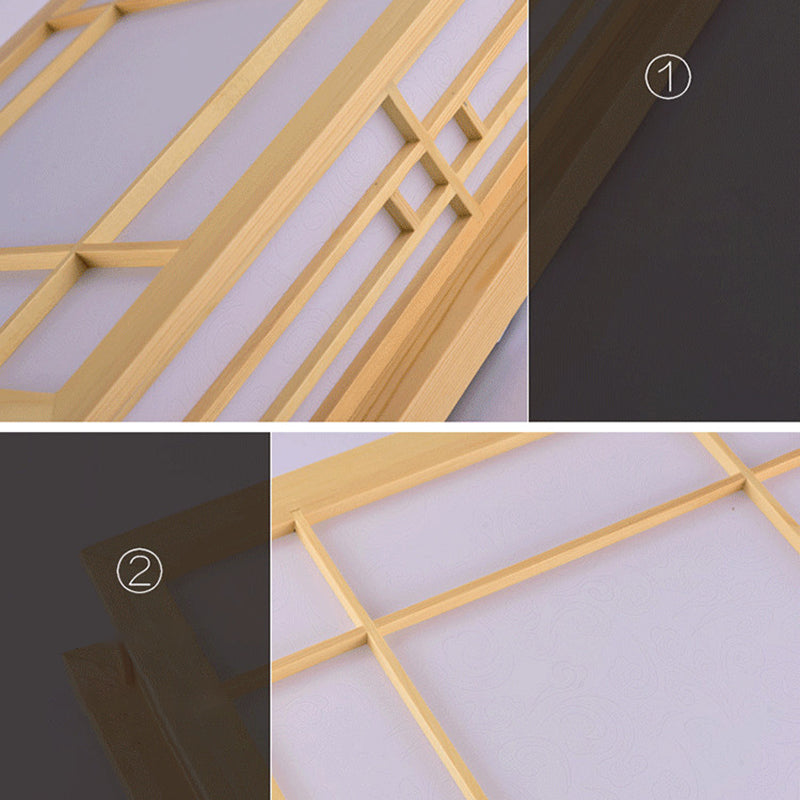 Wooden Flush Mount Ceiling Light LED Square Flush Mount Light for Living Room Bedroom