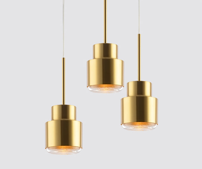 Metalen cilinderhangende verlichtingsarmatuur eenvoudige stijl hanglamp lichtbarmsel in goud