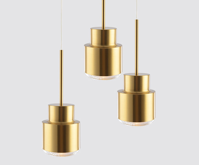 Metalen cilinderhangende verlichtingsarmatuur eenvoudige stijl hanglamp lichtbarmsel in goud