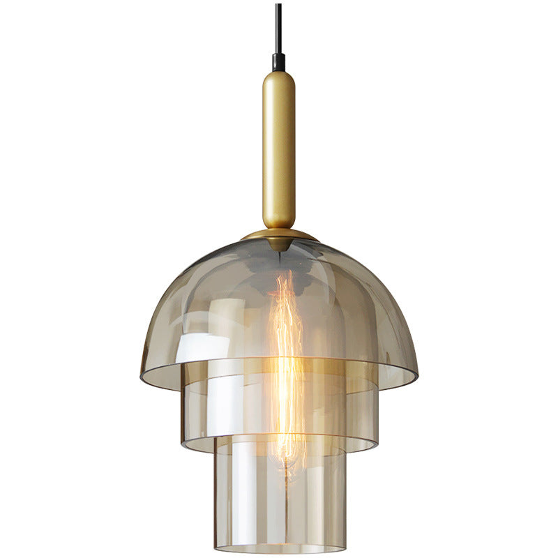 Cognac Triple-layer Glass Shade Suspension Light 9.8" Wide Modern Style Lighting Fixture for Entrance Hallway