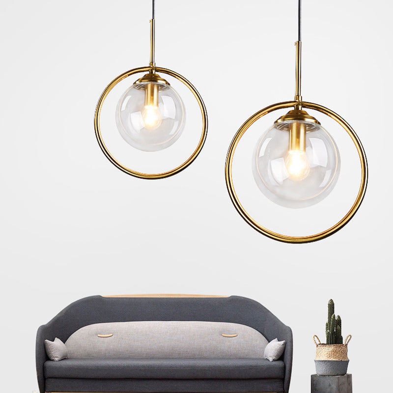 Luminaire pendentif en verre globe