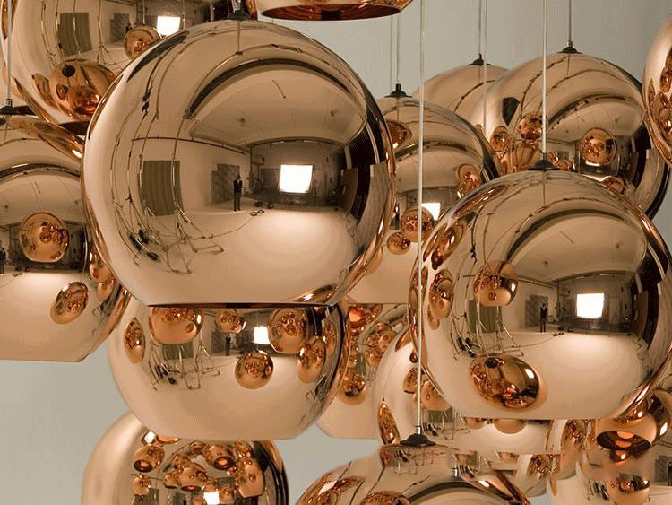 Luz colgante de 1 globo de 1 luces con sombra de vidrio de espejo electrochalado de bronce Simplicidad contemporánea Fixtura de iluminación de comedor