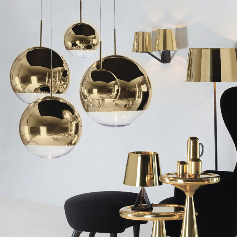 Slivo Specchio elettroplato Globe in vetro a sospensione Luce contemporanea semplicità a 1 ciondolo per sala da pranzo