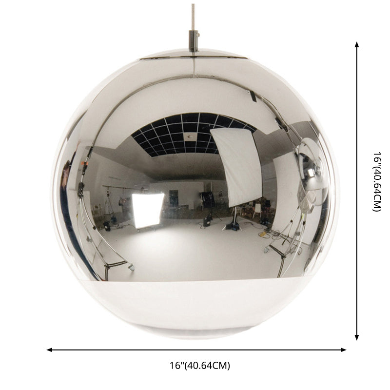Sliver Electroplated Mirror Glass Globe Hanging Light Contemporary Simplicity 1-Light Pendant for Dining Room
