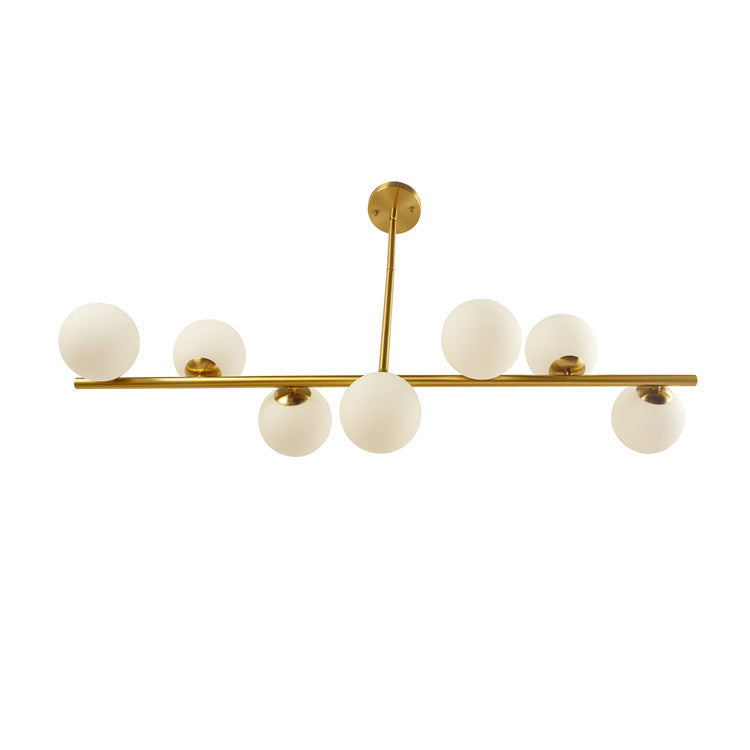 Linear Island Lighting Fixture Minimalism Glass Gold Island Chandelier for Dinning Room