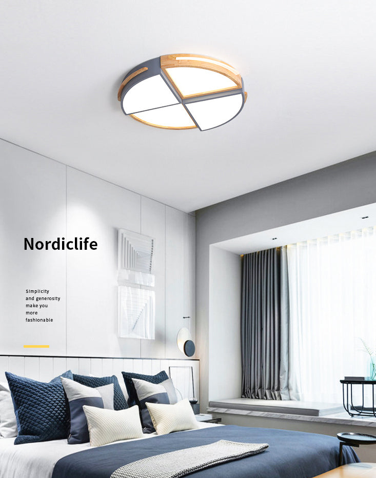 Round Color-Block Flush Ceiling Light Fixture Macaron Acrylic Bedroom LED Flush Mount