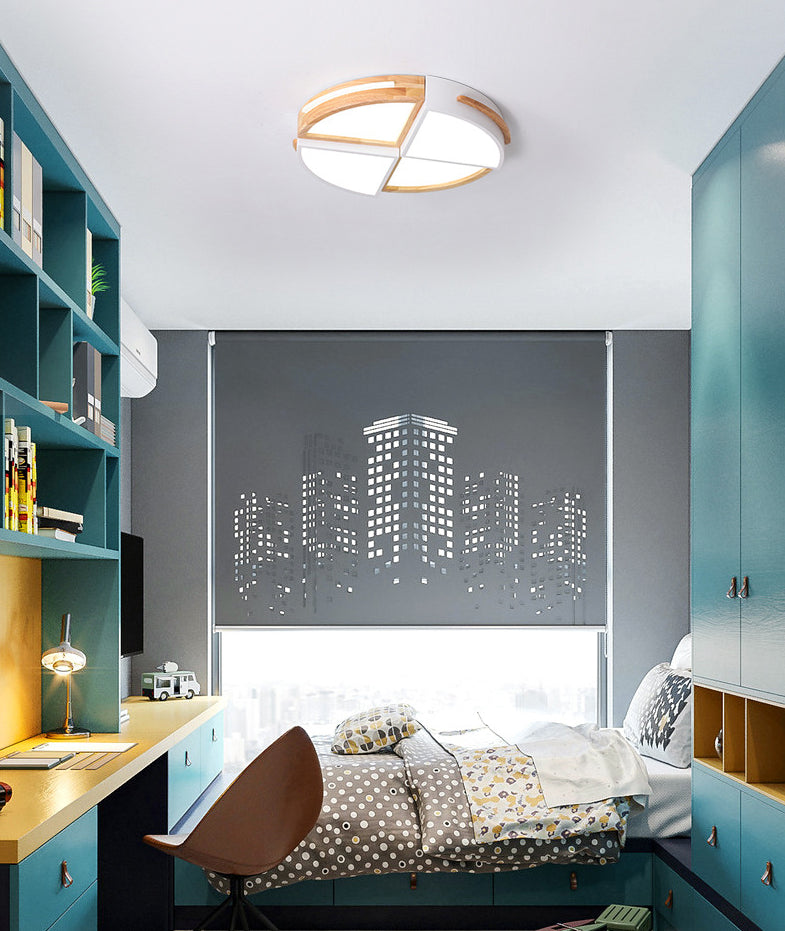 Round Color-Block Flush Ceiling Light Fixture Macaron Acrylic Bedroom LED Flush Mount