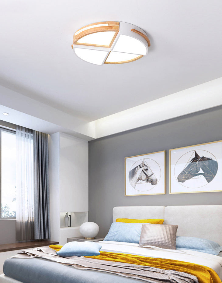Round Color-Block Flush Ceiling Light Fixture Macaron Acrylic Bedroom LED Flush Mount