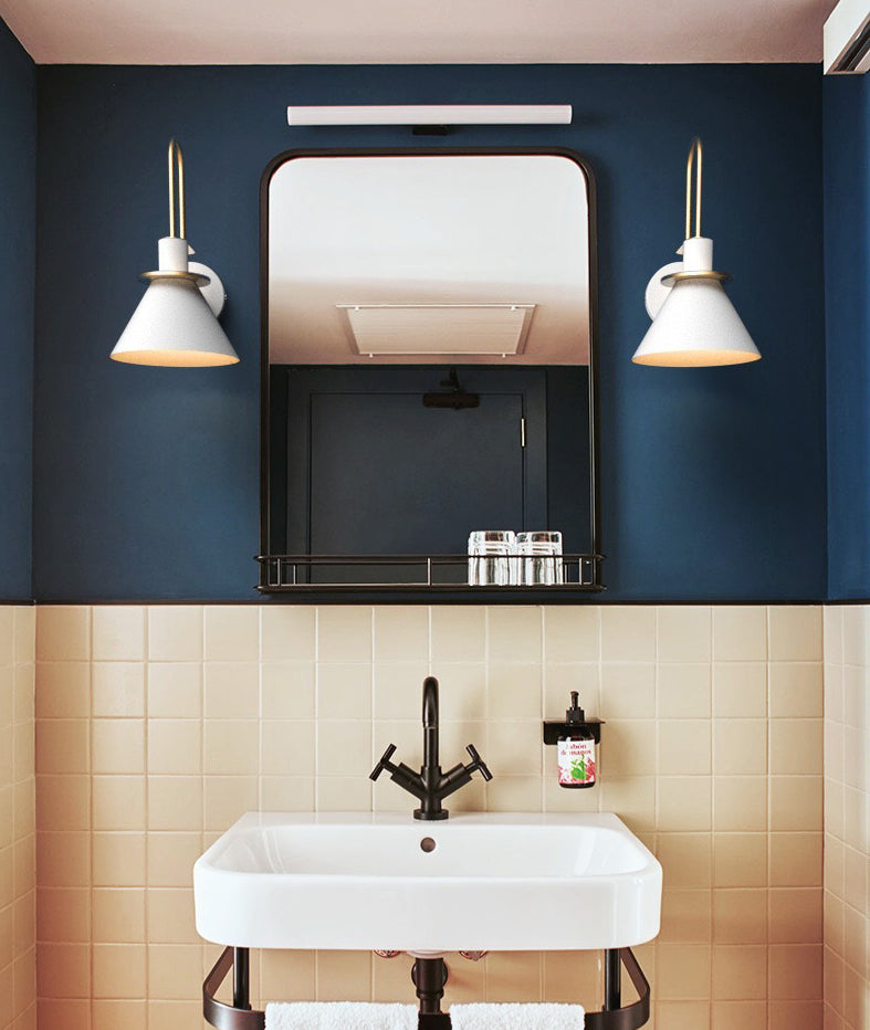 12" H Nordic Macaroon Style Metal Wall Sconce Single Bulb Cone Shade Wall Lamp for Bedroom