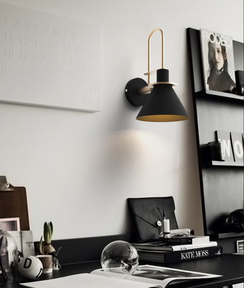 12" H Nordic Macaroon Style Metal Wall Sconce Single Bulb Cone Shade Wall Lamp for Bedroom