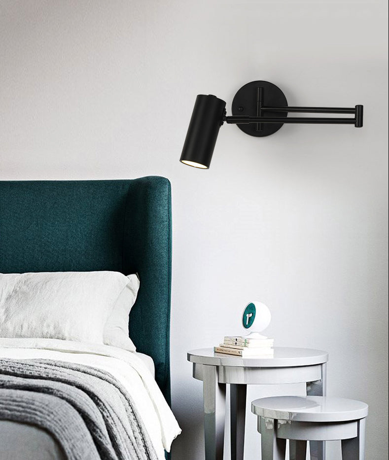 Metal 1 Light Wall Sconce Modern Cilindrico a parete a parete con braccio regolabile per camera da letto