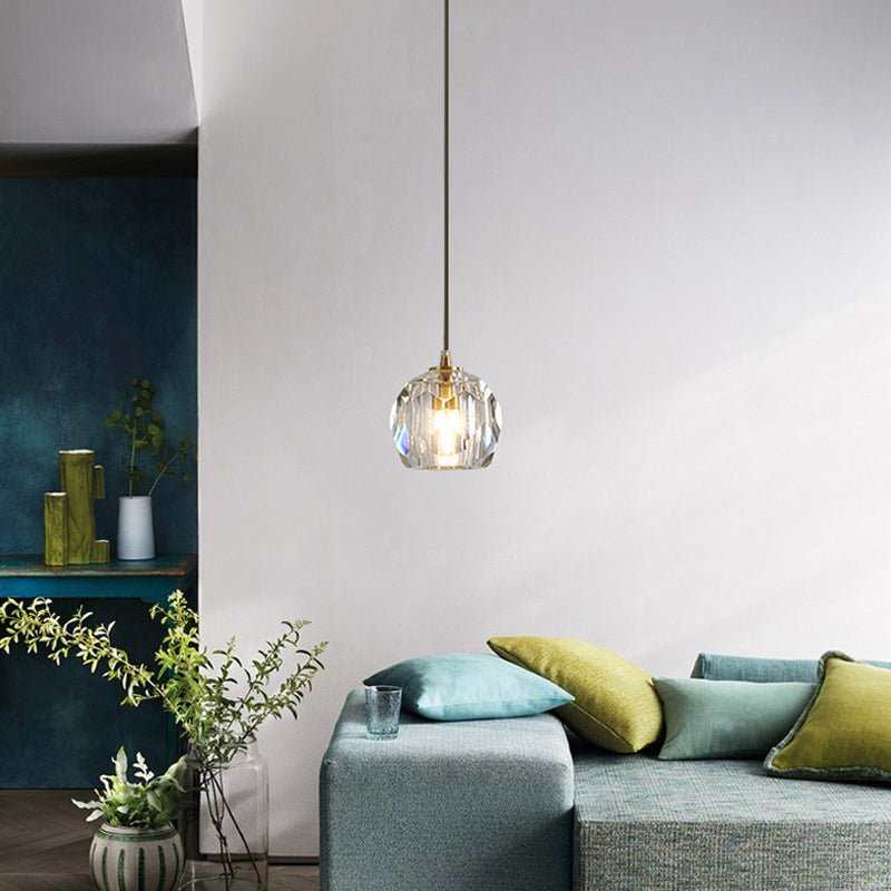 Single Pendant Lighting Globe Modern Design Ceiling Light with Crystal Accents