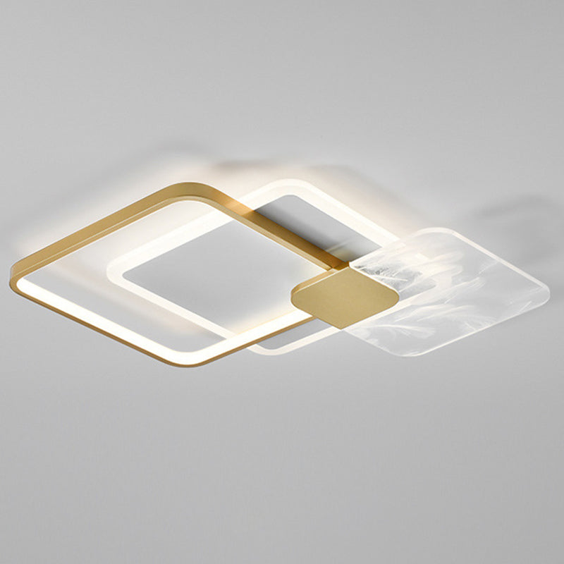 Overlapping Ceiling Fixture Simple Acrylic Gold LED Flush Mount Lighting for Living Room