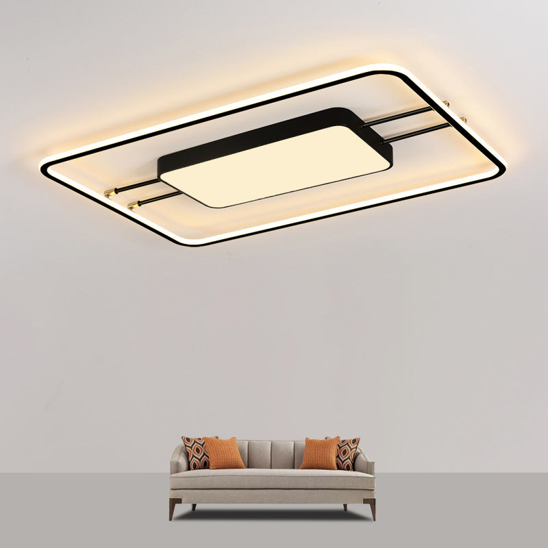 Moderne rechteckige LED-Unterputzleuchte aus Metall für das Wohnzimmer mit Acrylschirm