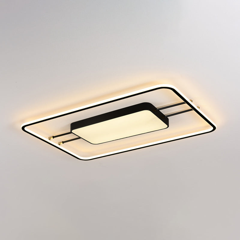 Moderne rechteckige LED-Unterputzleuchte aus Metall für das Wohnzimmer mit Acrylschirm