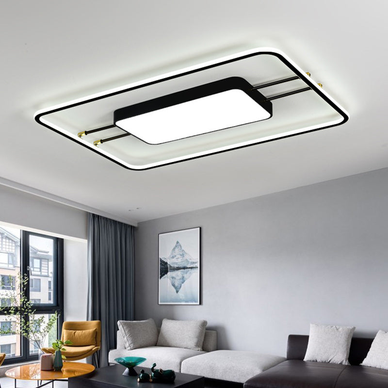 Moderne rechteckige LED-Unterputzleuchte aus Metall für das Wohnzimmer mit Acrylschirm