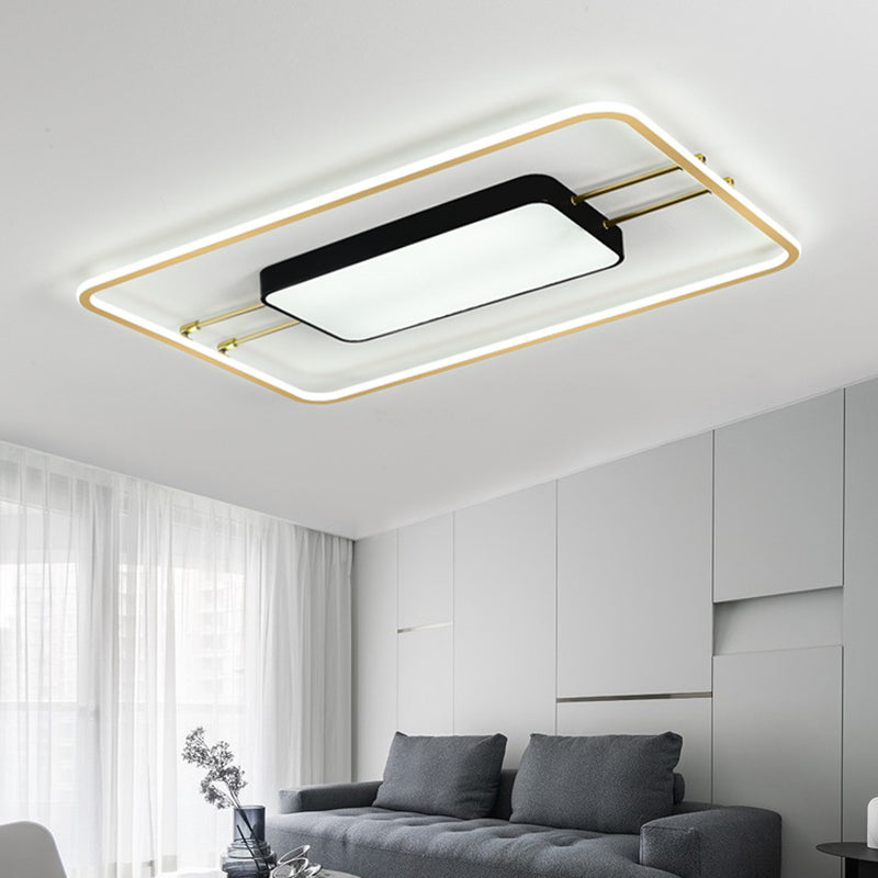 Moderne rechteckige LED-Unterputzleuchte aus Metall für das Wohnzimmer mit Acrylschirm