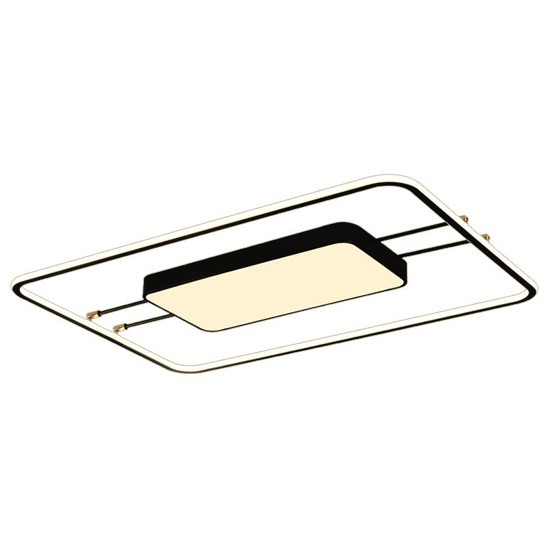 Modern Rectangular Flush Light Metal Living Room LED Flush Mount Lamp with Acrylic Shade