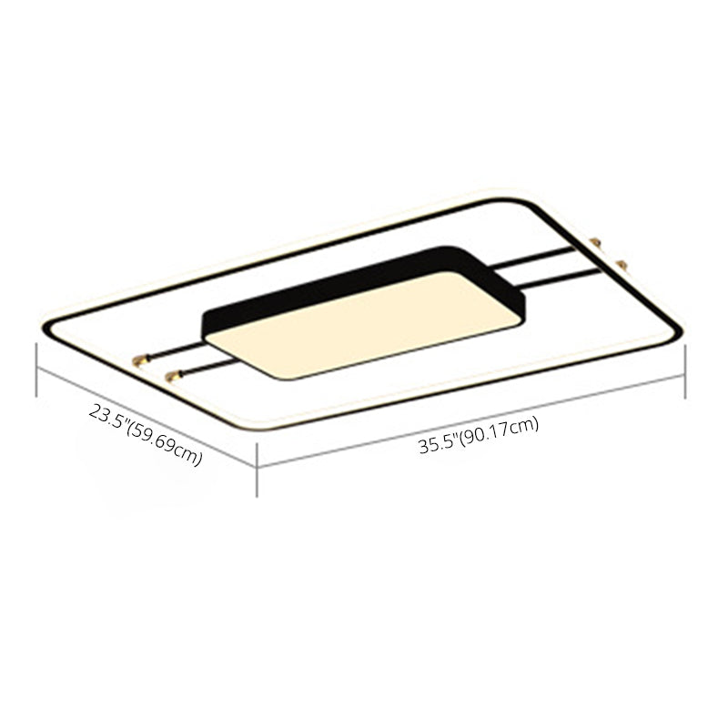 Moderne rechteckige LED-Unterputzleuchte aus Metall für das Wohnzimmer mit Acrylschirm