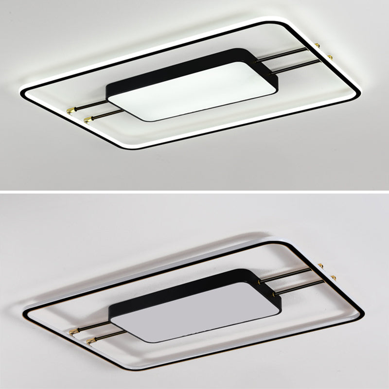 Moderne rechteckige LED-Unterputzleuchte aus Metall für das Wohnzimmer mit Acrylschirm