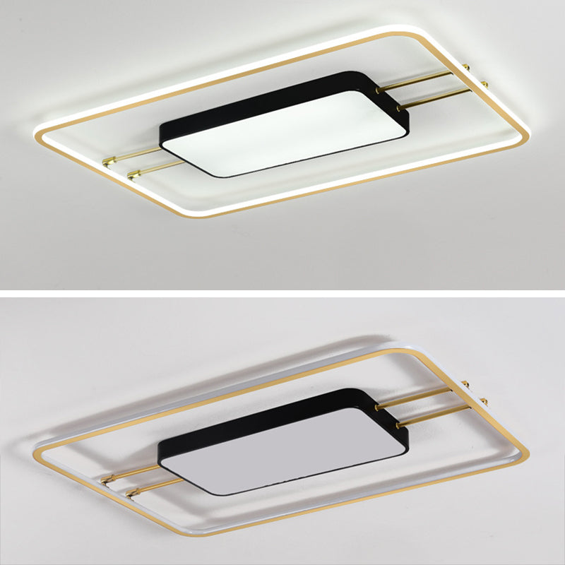 Moderne rechteckige LED-Unterputzleuchte aus Metall für das Wohnzimmer mit Acrylschirm