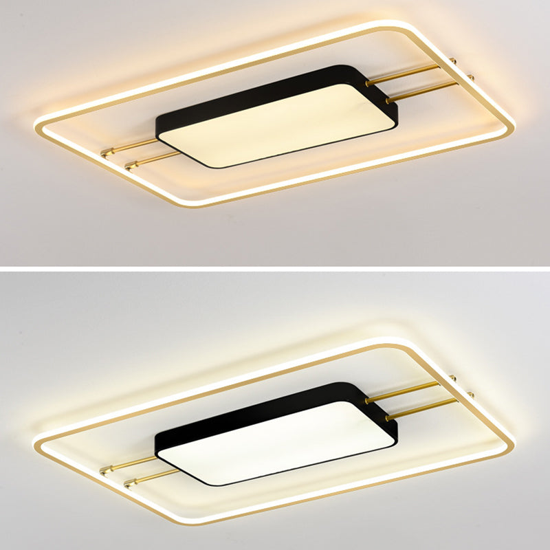 Moderne rechteckige LED-Unterputzleuchte aus Metall für das Wohnzimmer mit Acrylschirm