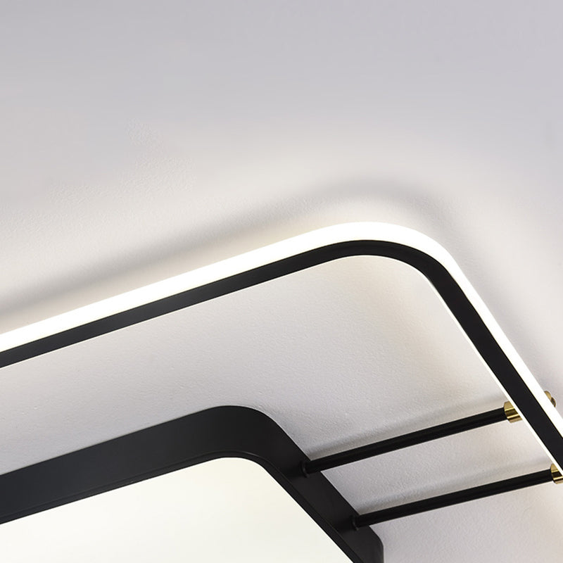 Moderne rechteckige LED-Unterputzleuchte aus Metall für das Wohnzimmer mit Acrylschirm