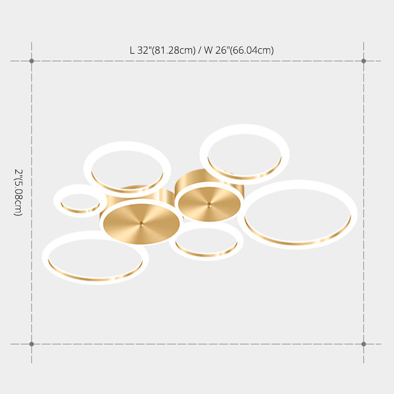 Gepolijste gouden ring inbouw minimalistische acryl LED-plafondlamp voor woonkamer