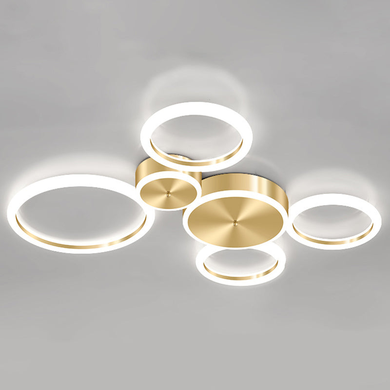 Gepolijste gouden ring inbouw minimalistische acryl LED-plafondlamp voor woonkamer