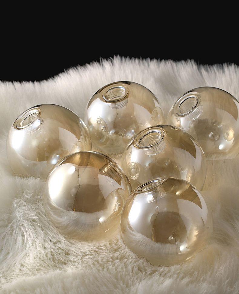 Post-Modern Metal Semi Flush Mount Globe Glass Shade Ceiling Flush Mount in Gold for Bedroom