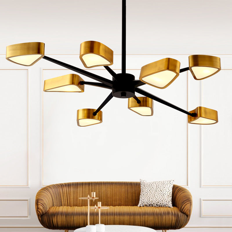 Post-Modern Metal Hanging Chandelier Light Triangular Ceiling Chandelier in Gold for Living Room