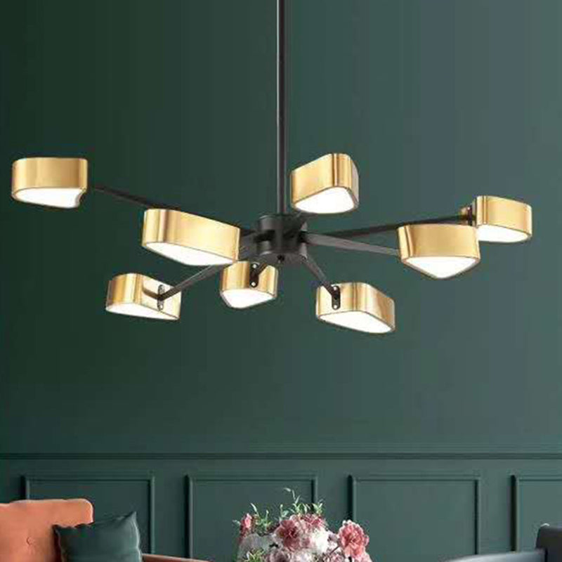 Post-Modern Metal Hanging Chandelier Light Triangular Ceiling Chandelier in Gold for Living Room
