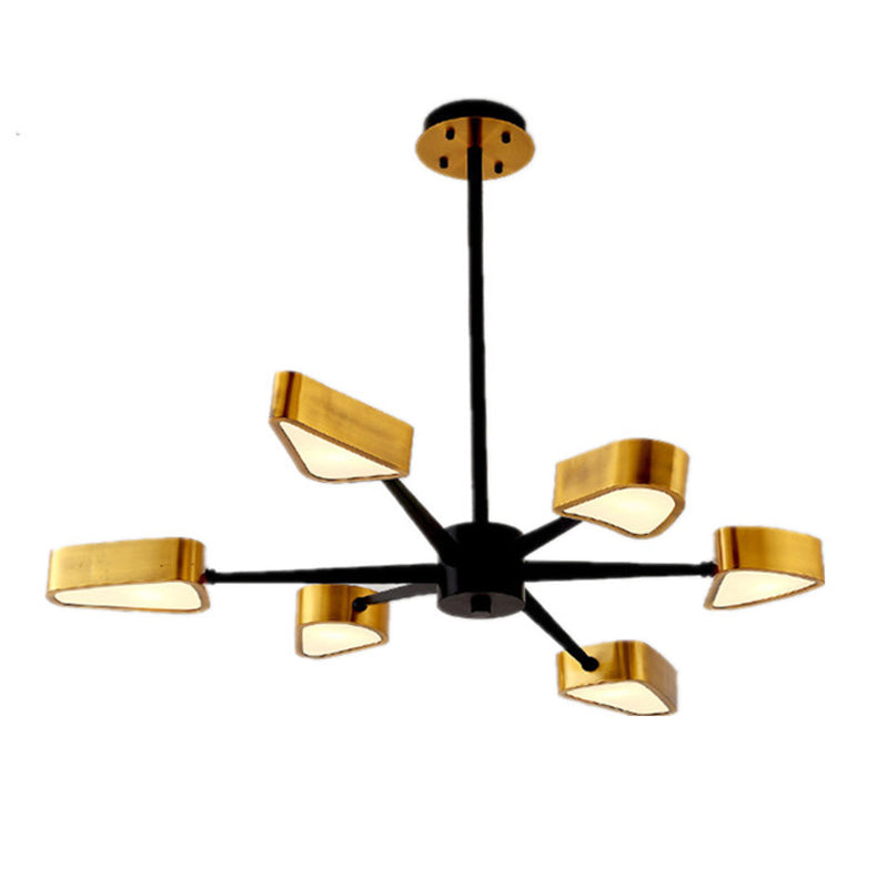 Post-Modern Metal Hanging Chandelier Light Triangular Ceiling Chandelier in Gold for Living Room