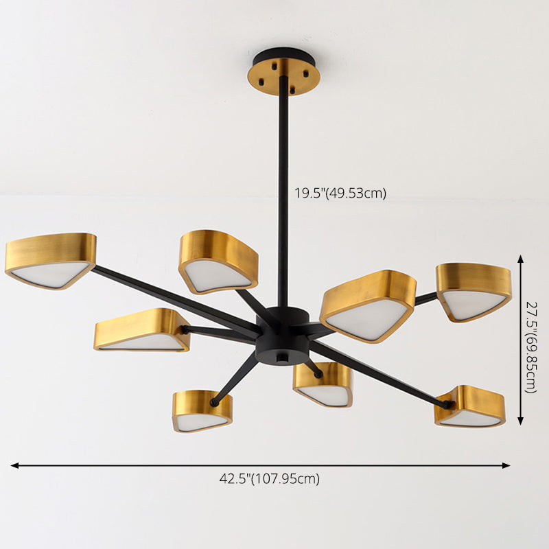 Lampadario a sospensione del metallo post-moderno lampadario triangolare a soffitto in oro per soggiorno