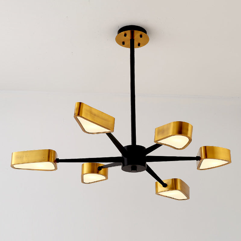 Post-Modern Metal Hanging Chandelier Light Triangular Ceiling Chandelier in Gold for Living Room