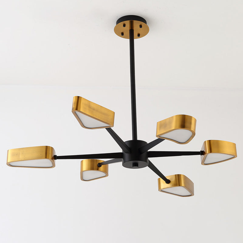 Lampadario a sospensione del metallo post-moderno lampadario triangolare a soffitto in oro per soggiorno